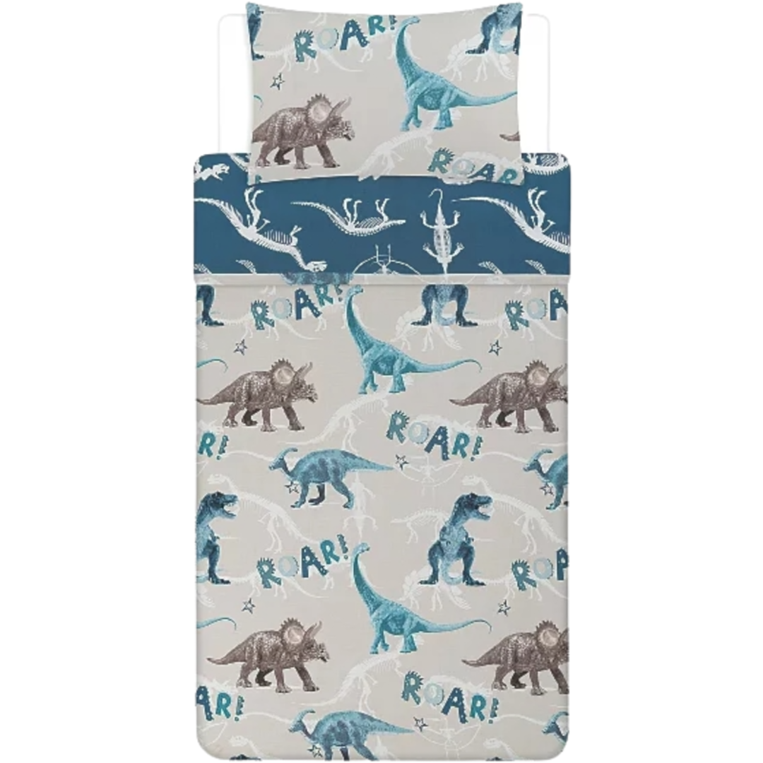 Blue Dinosaur | Double/Queen Bed Quilt Cover Set | Little Gecko