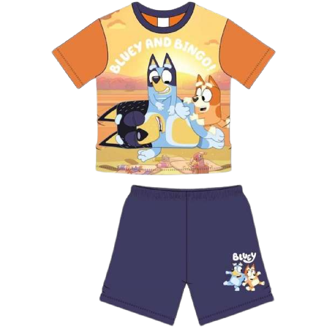 Bluey | Orange/Navy Shortie Pyjamas | Little Gecko
