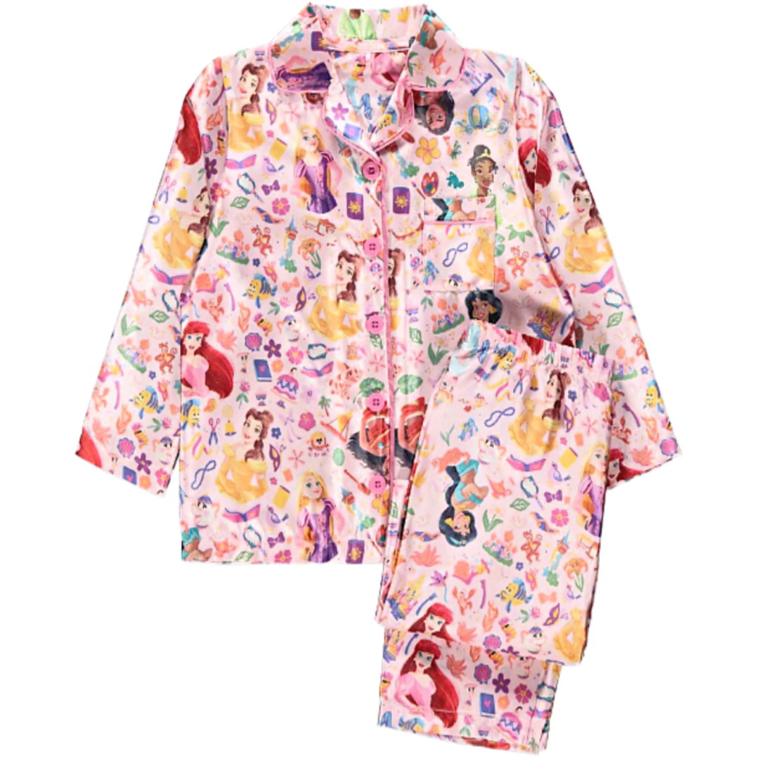 Disney Princess | Pink Satin Pyjamas | Little Gecko