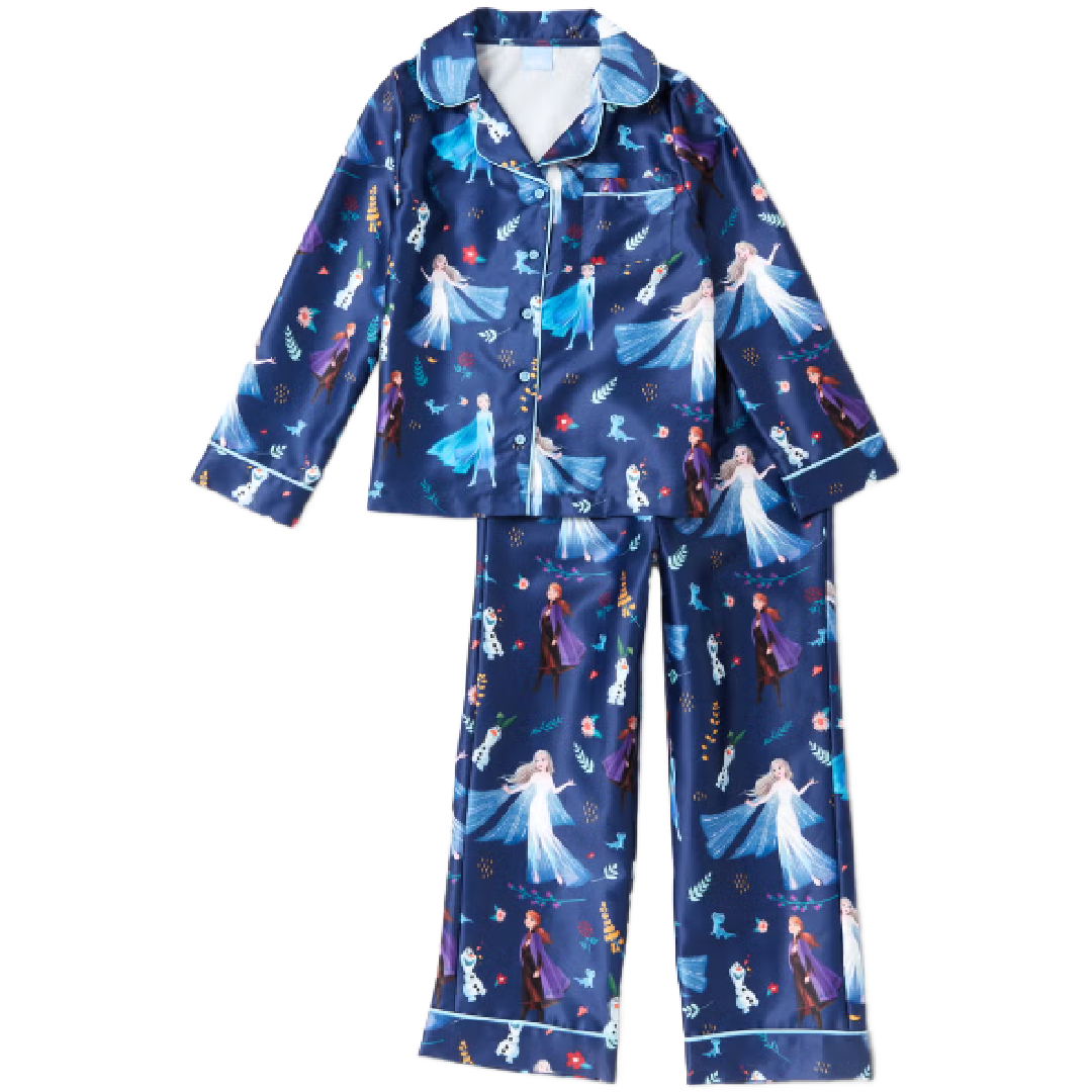 Frozen | Navy Satin Pyjamas | Little Gecko