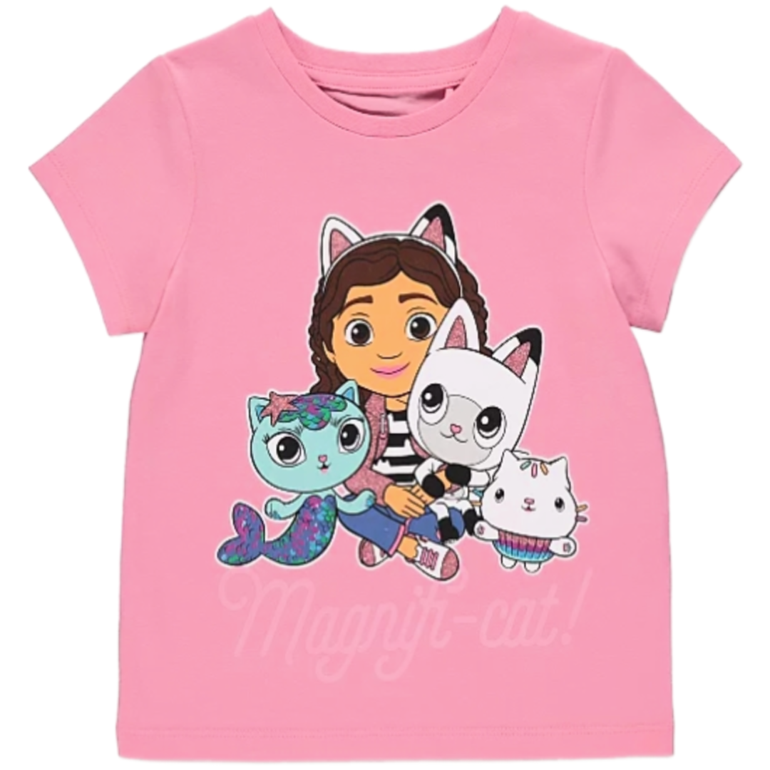 Gabby's Dollhouse | Pink Magnifi-Cat T-Shirt | Little Gecko