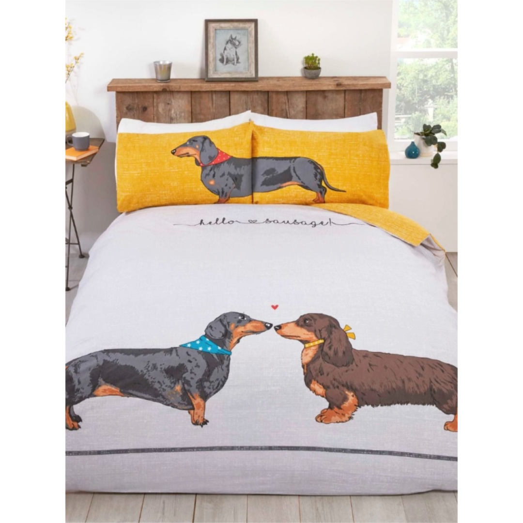 Hello Sausage | Single Bed Quilt Cover Set | Little Gecko