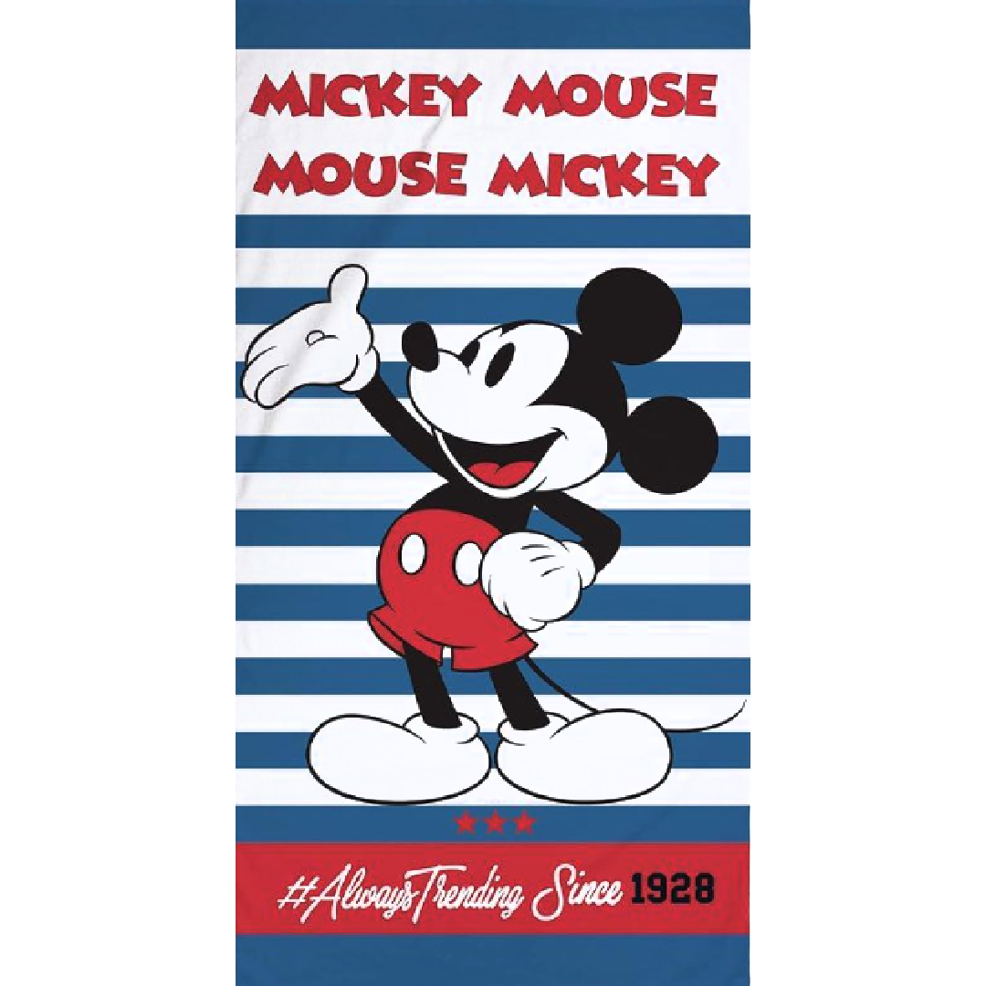 Mickey Mouse | Blue/White Striped Towel | Little Gecko