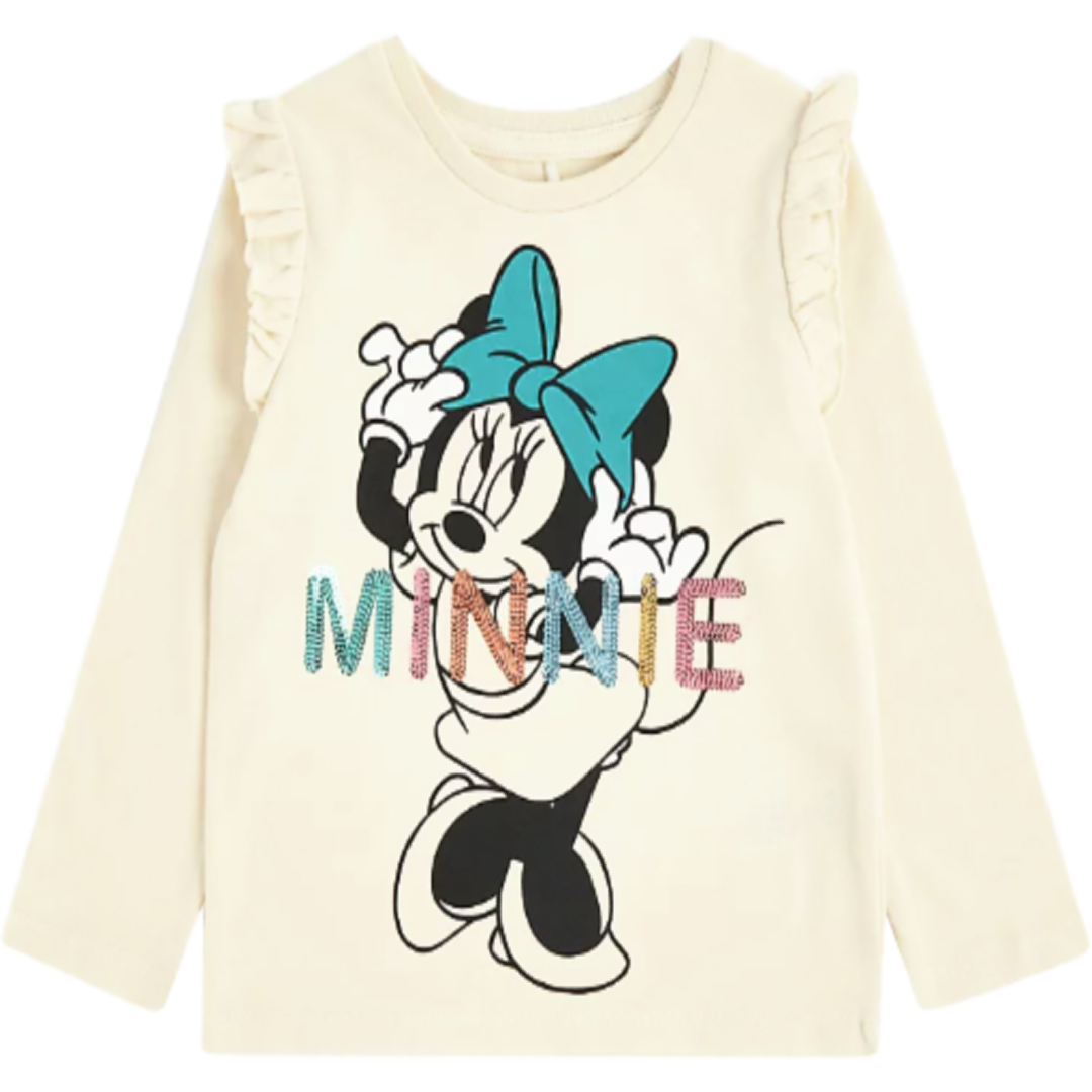 Minnie Mouse | Cream Sequin T-Shirt | Little Gecko