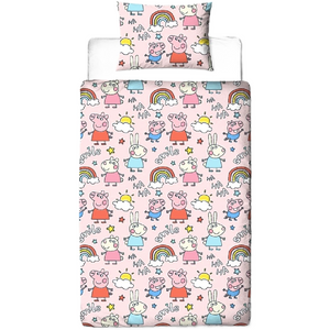 Peppa Pig | Playful Single Bed Panel Quilt Cover Set | Little Gecko