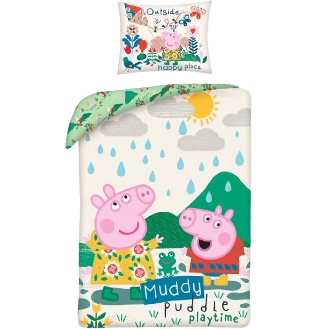 Peppa Pig | Muddy Puddle Single Bed Quilt Cover Set | Little Gecko