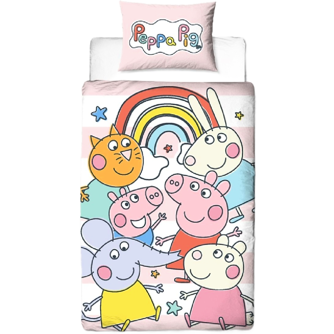 Peppa Pig | Playful Single Bed Panel Quilt Cover Set | Little Gecko