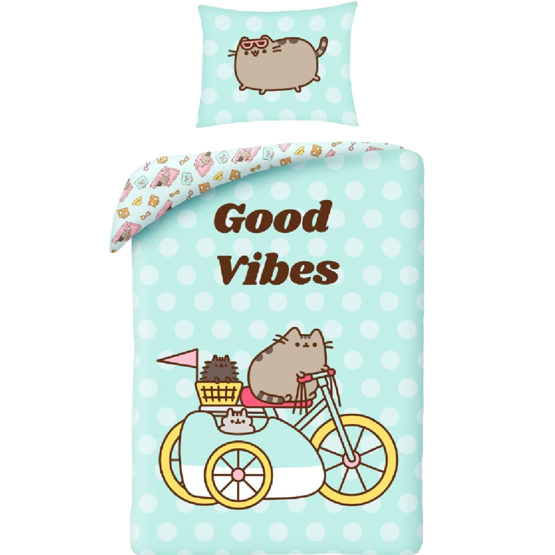 Pusheen | Good Vibes Single Bed Quilt Cover Set | Little Gecko