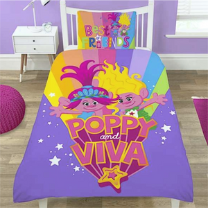 Trolls | Poppy & Viva Single Bed Panel Quilt Cover Set | Little Gecko
