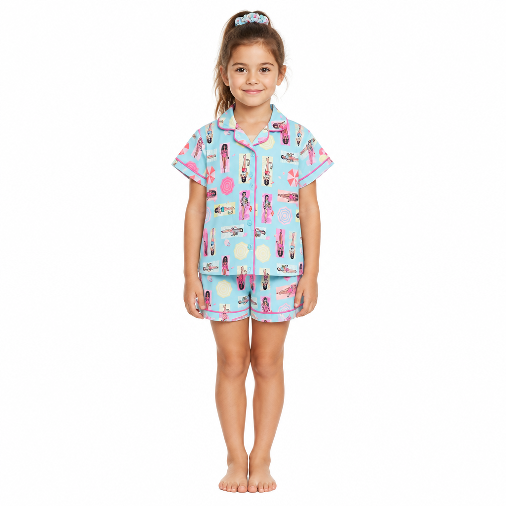 Barbie Blue Shortie Pyjama & Scrunchie Set
