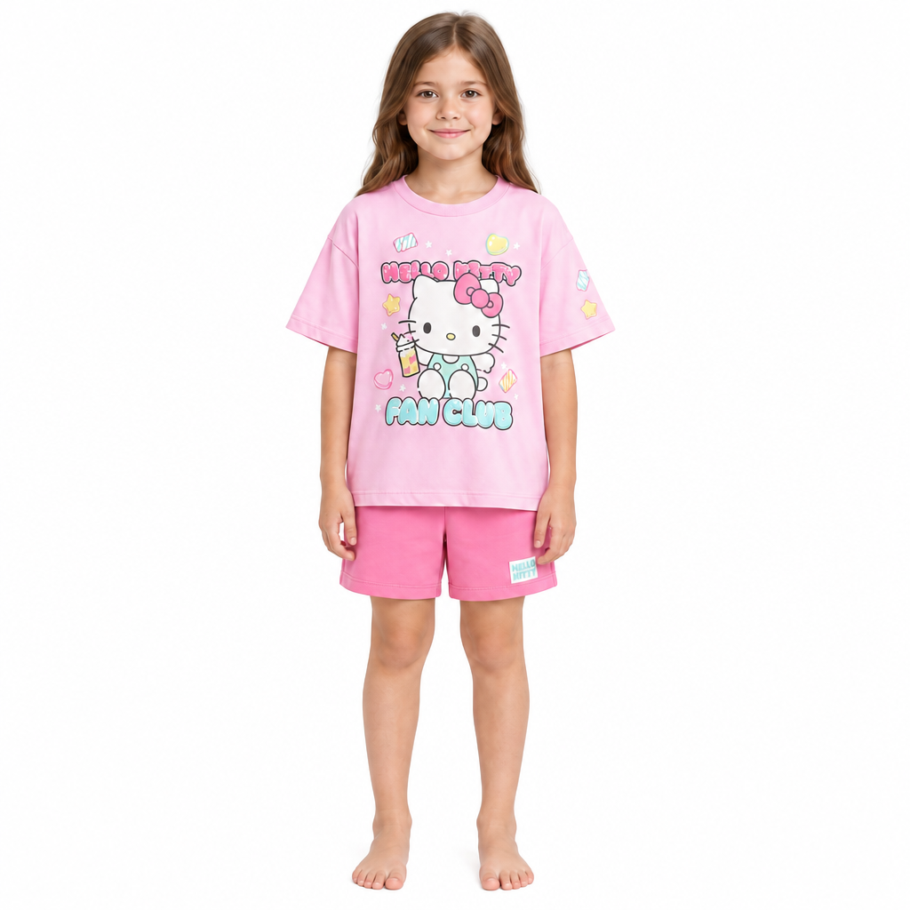 HELLO KITTY Pink Fan Club Shortie Pyjama Set