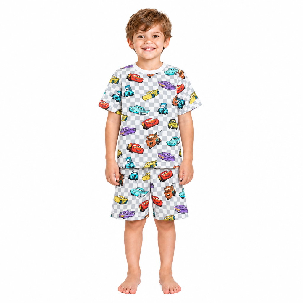DISNEY CARS Grey Check Shortie Pyjama Set