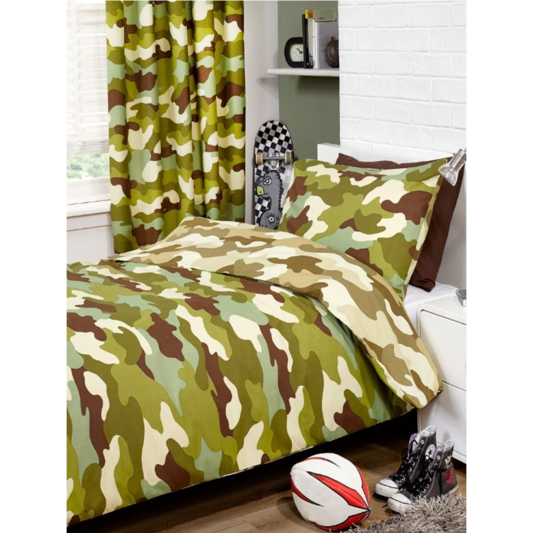 Army Camouflage | Single Bed Quilt Cover Set | Little Gecko