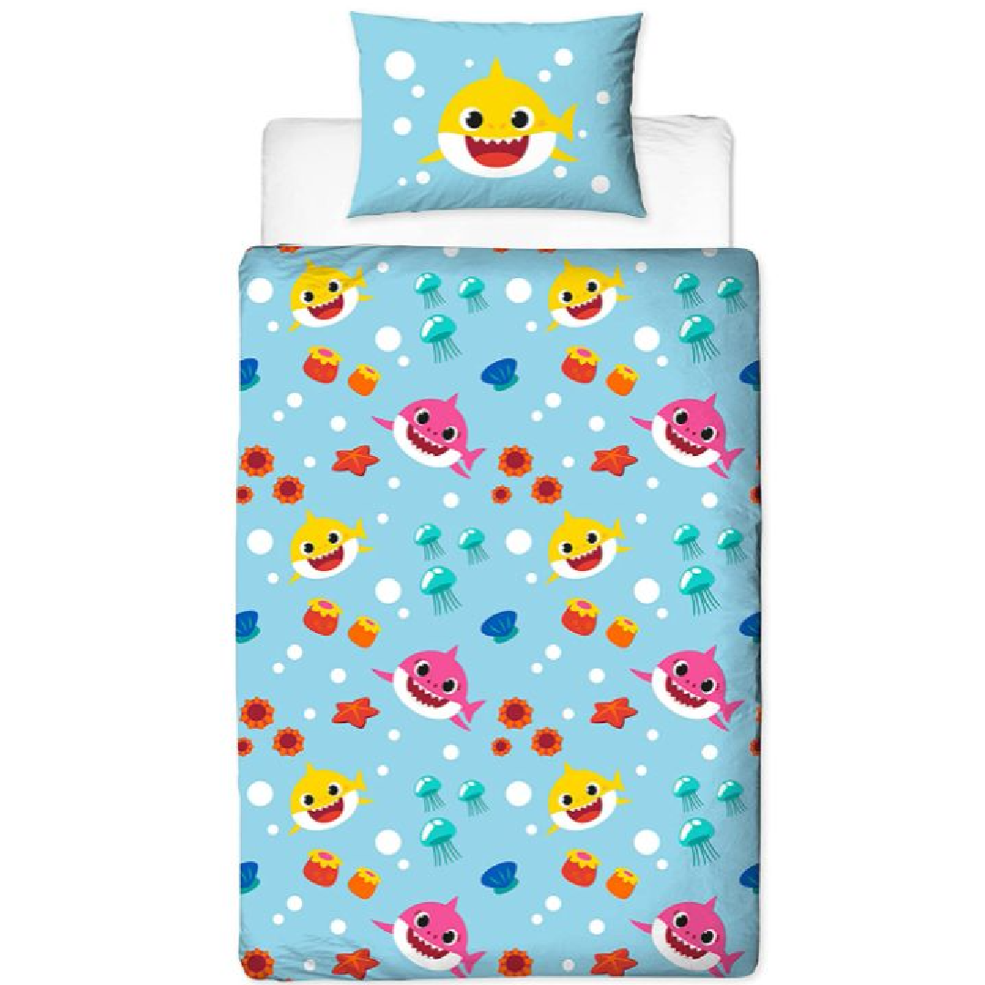 Baby Shark | Single Bed Quilt Cover Set - Rainbow Panel | Little Gecko