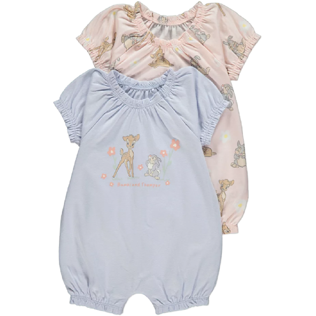 BAMBI 2 Pack Pink/Blue Rompers