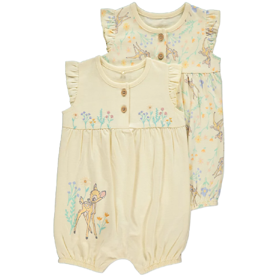 BAMBI 2 Pack Yellow Rompers