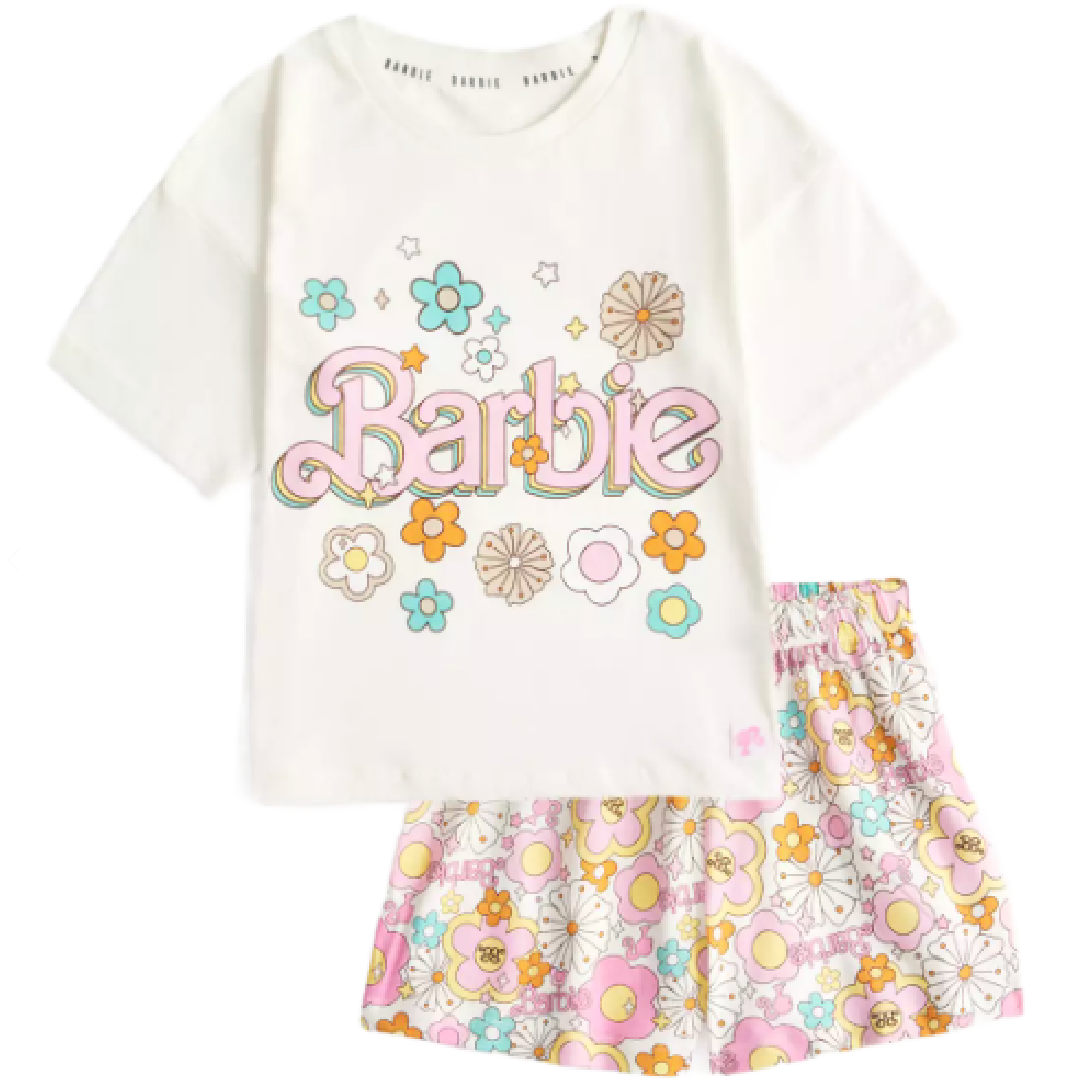 Barbie | Floral Shortie Pyjamas | Little Gecko