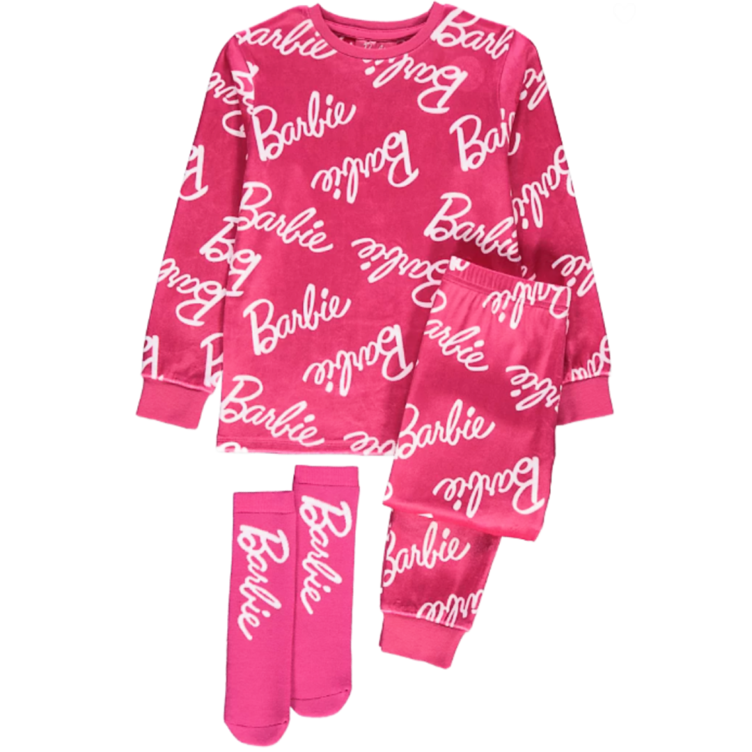 Barbie | Fleece Pyjamas & Socks Set | Little Gecko