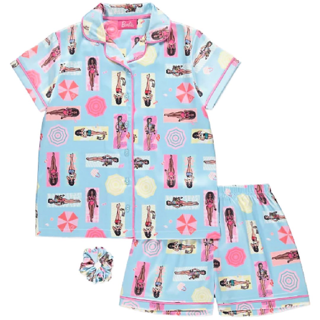 Barbie Blue Shortie Pyjama & Scrunchie Set