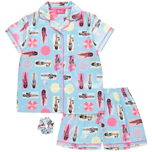 Barbie Blue Shortie Pyjama & Scrunchie Set