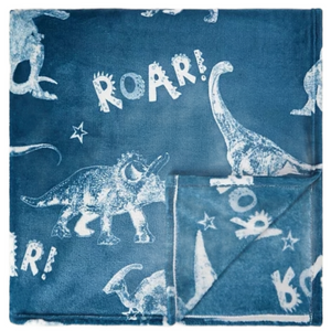 Blue Dinosaur | Coral Fleece Blanket | Little Gecko