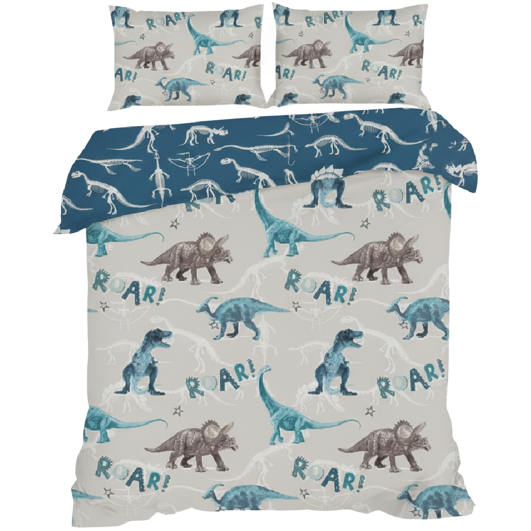 BLUE DINOSAUR Double/Queen Bed Quilt Cover Set