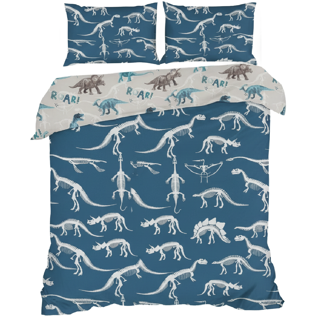 BLUE DINOSAUR Double/Queen Bed Quilt Cover Set