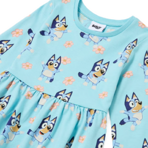 Bluey | Blue All Over Print Dress | Little Gecko