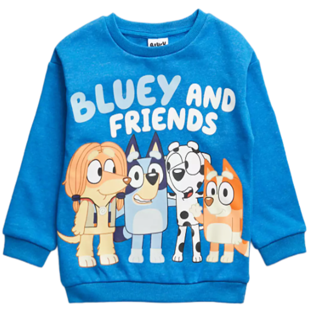 Bluey | Bluey & Friends Blue Sweatshirt | Little Gecko