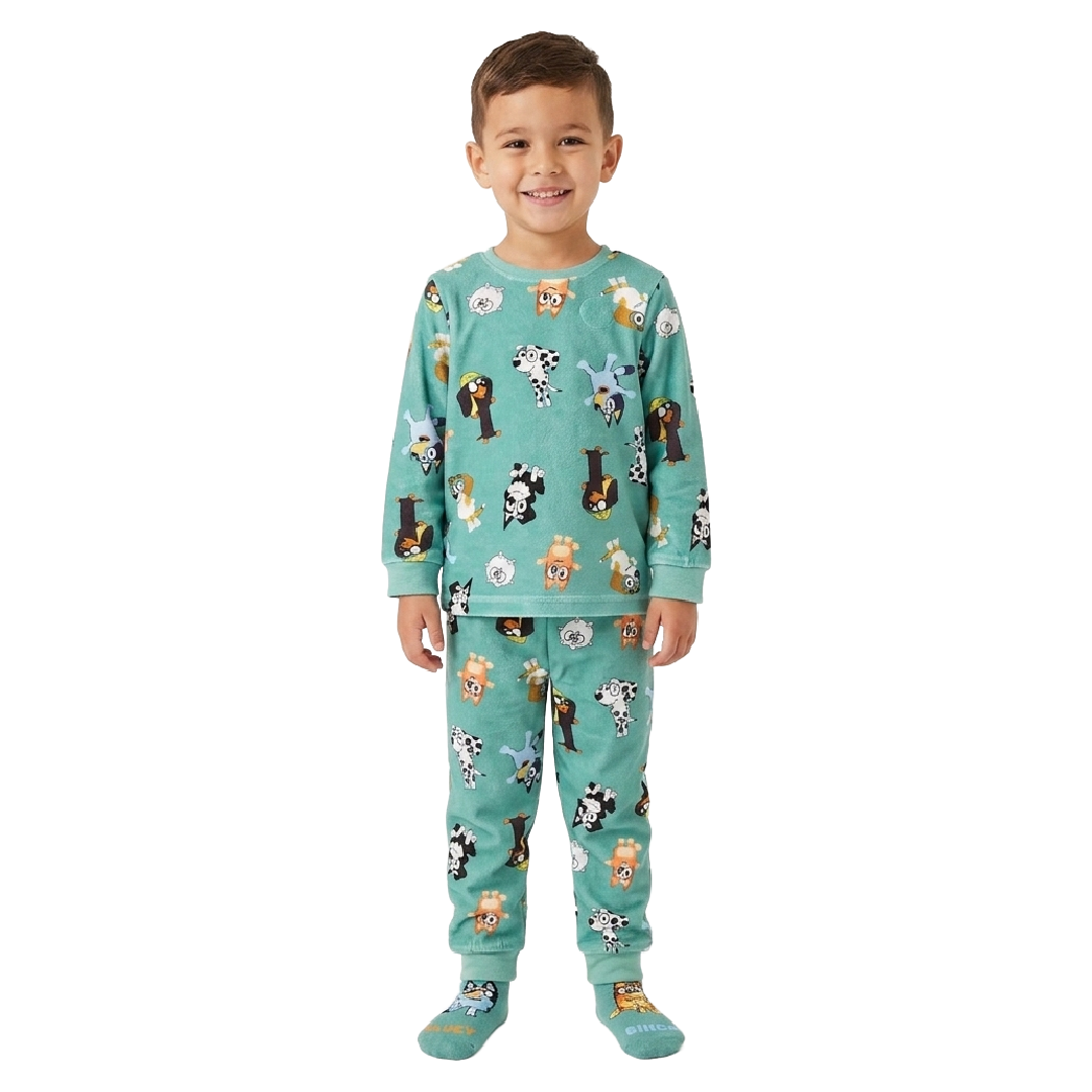 BLUEY Green Velour Pyjama & Sock Set