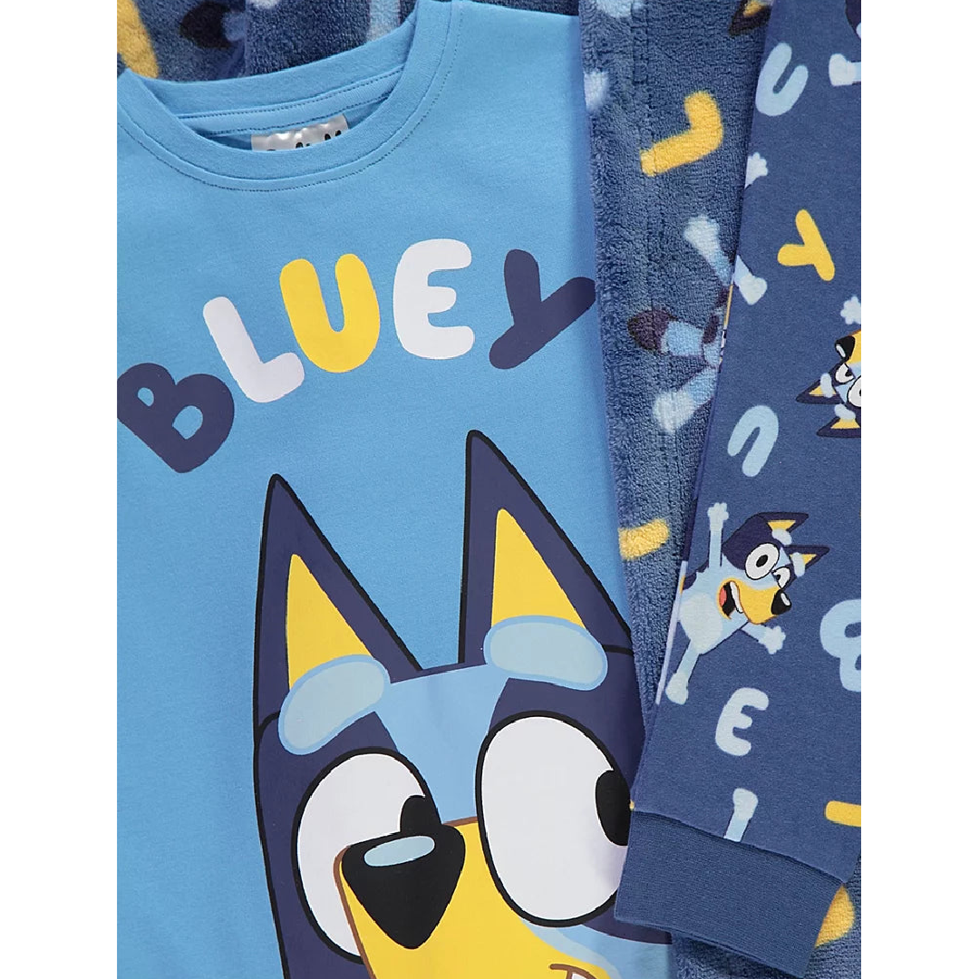 Bluey | Blue Long Pyjamas & Dressing Gown Set | Little Gecko