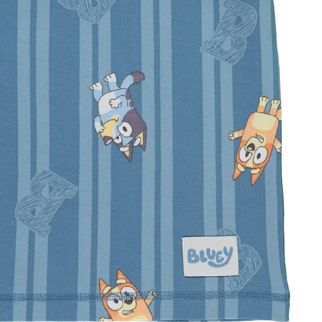 Bluey | Blue Striped Shortie Pyjamas | Little Gecko