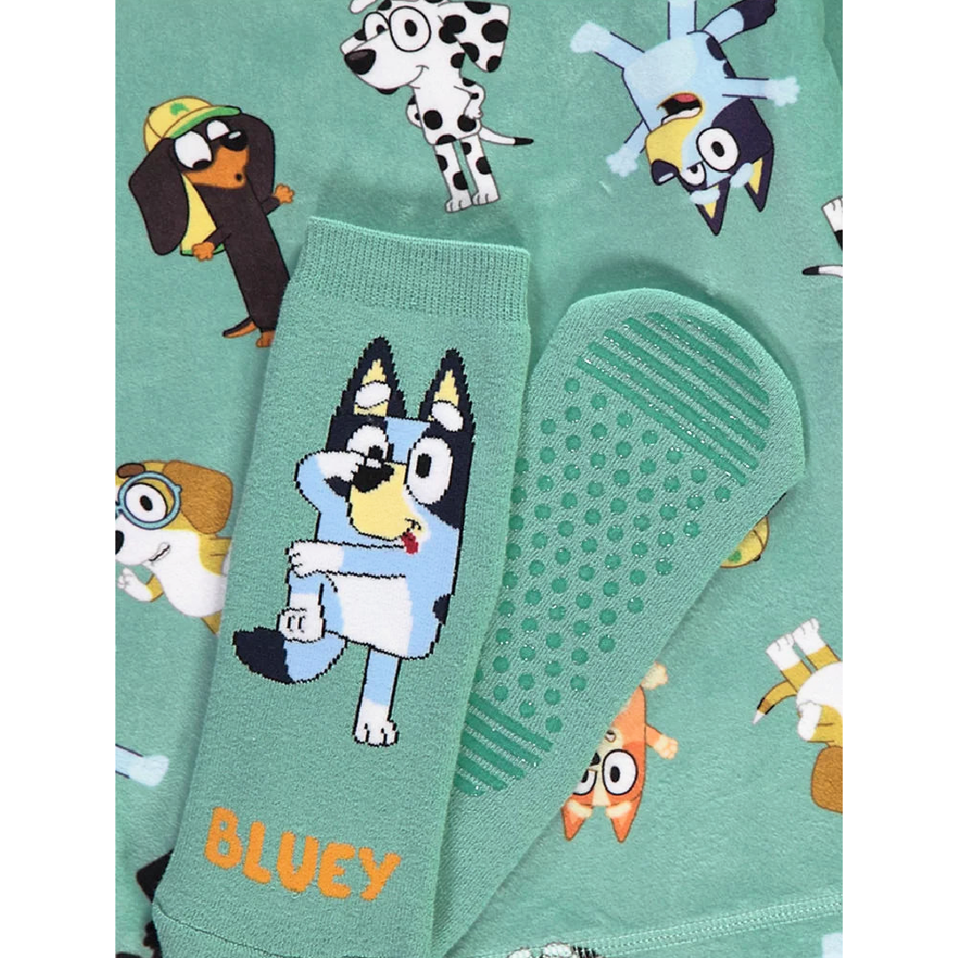 Bluey | Green Long Pyjamas & Socks Set | Little Gecko