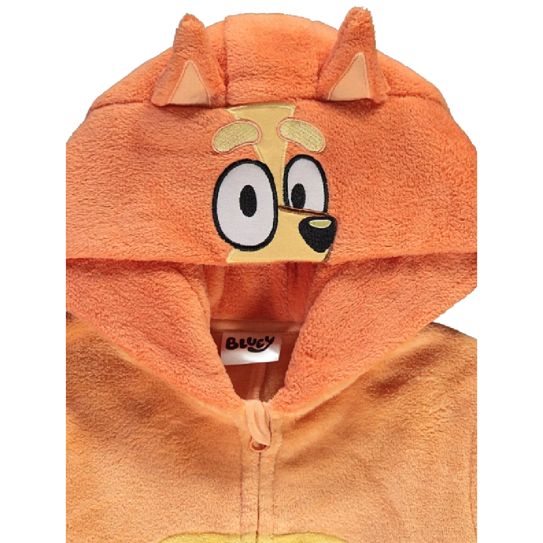 Bluey | Orange Bingo Fleece All-In-One | Little Gecko