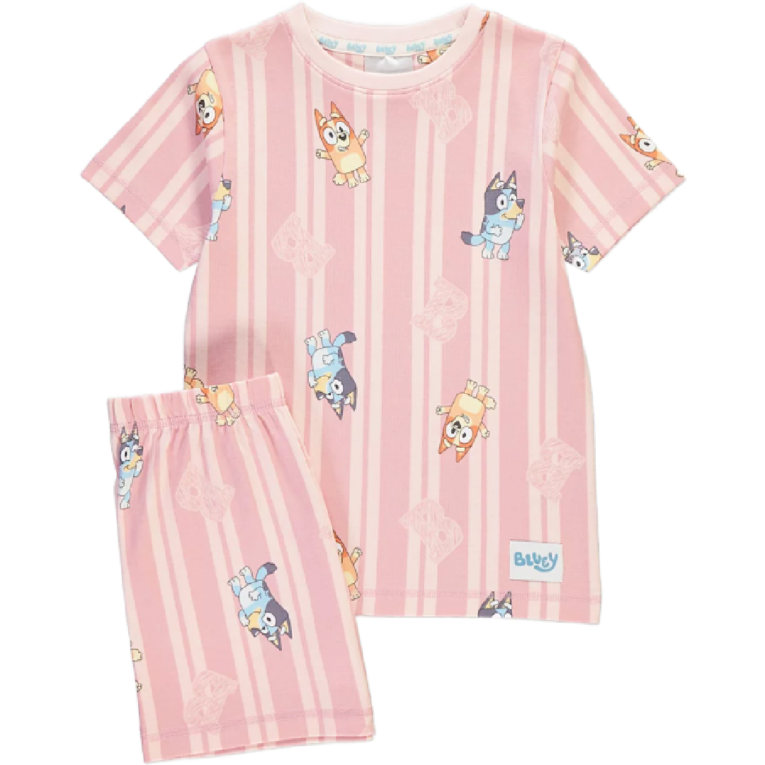 Bluey | Pink Striped Shortie Pyjamas | Little Gecko