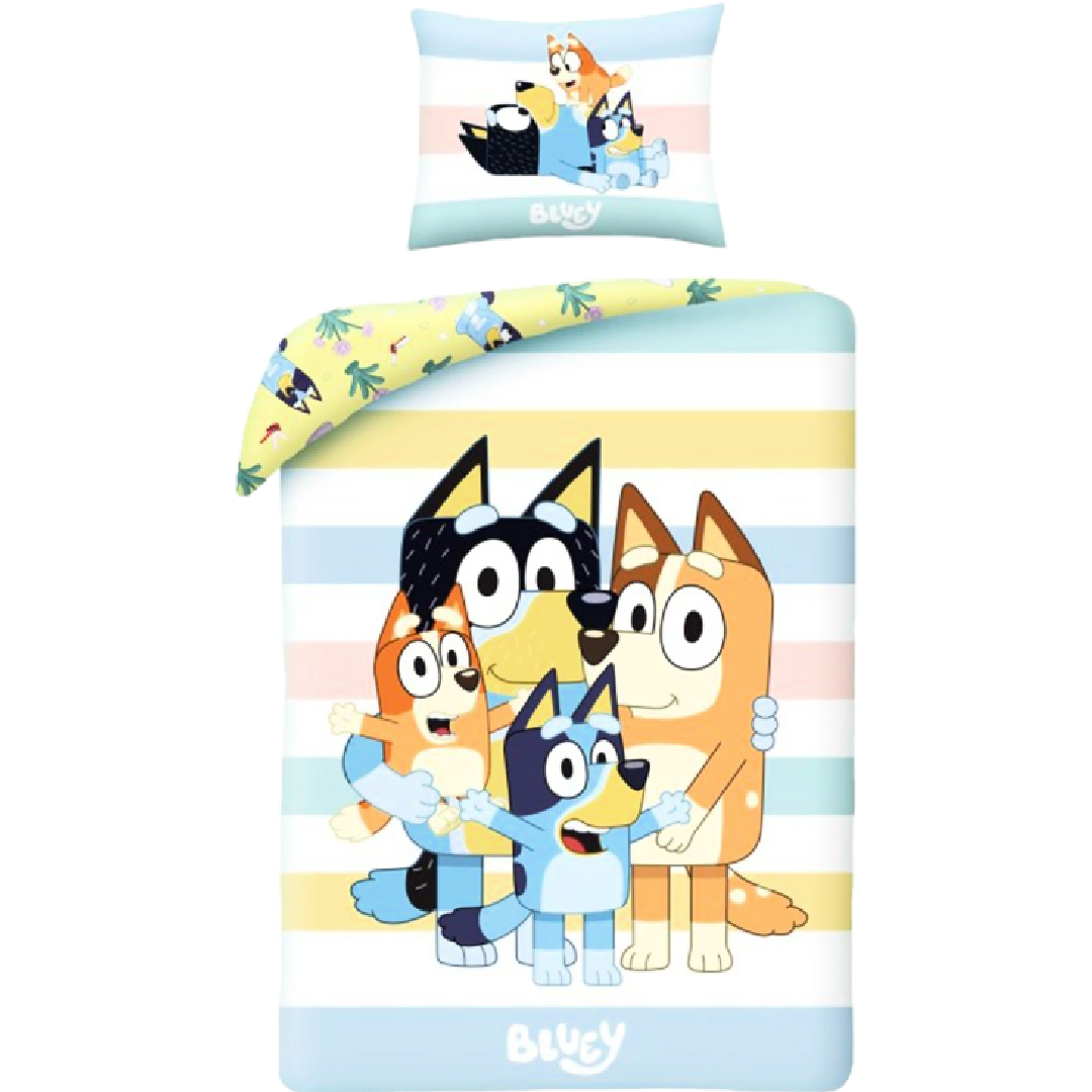 Bluey | Single Bed Quilt Cover Set - Family Stripe | Little Gecko