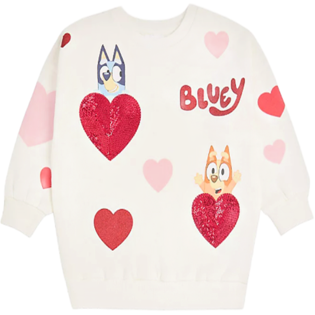 Bluey | Cream Heart Sweatshirt | Little Gecko