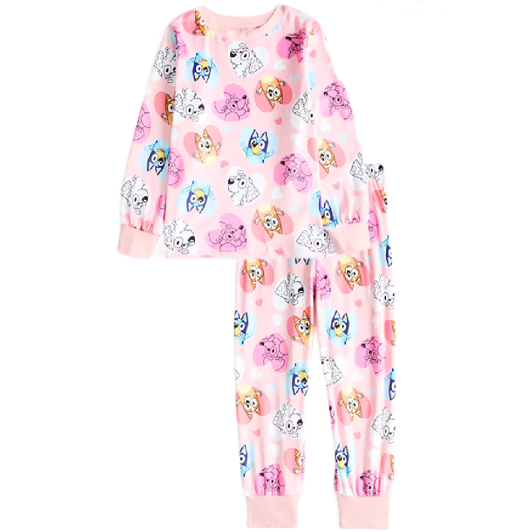 BLUEY Pink Hearts Velour Pyjama Set