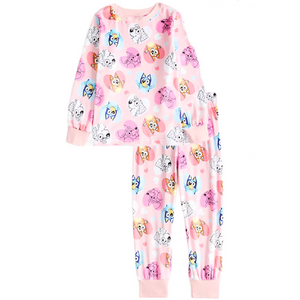 BLUEY Pink Hearts Velour Pyjama Set