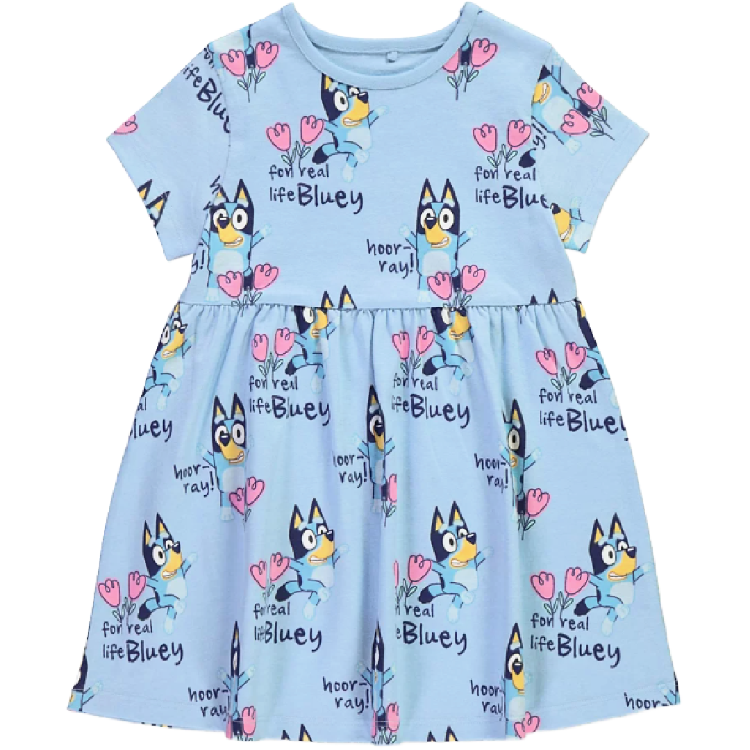 Bluey | Blue Floral Short Sleeve Dress | Little Gecko
