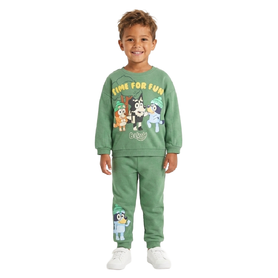 Bluey | Green Sweatshirt & Jogging Pants Set | Little Gecko
