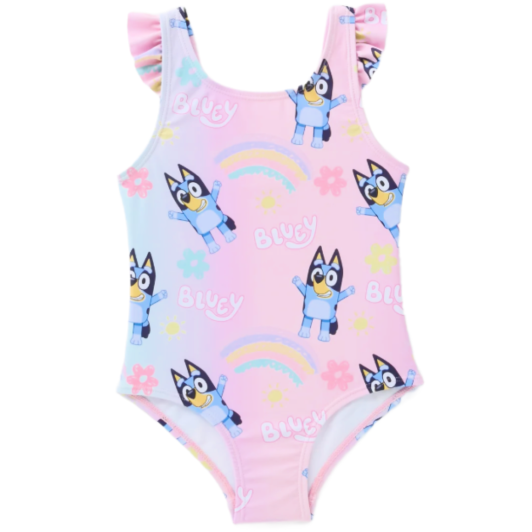 Bluey | Pink Rainbow Swimsuit | Little Gecko