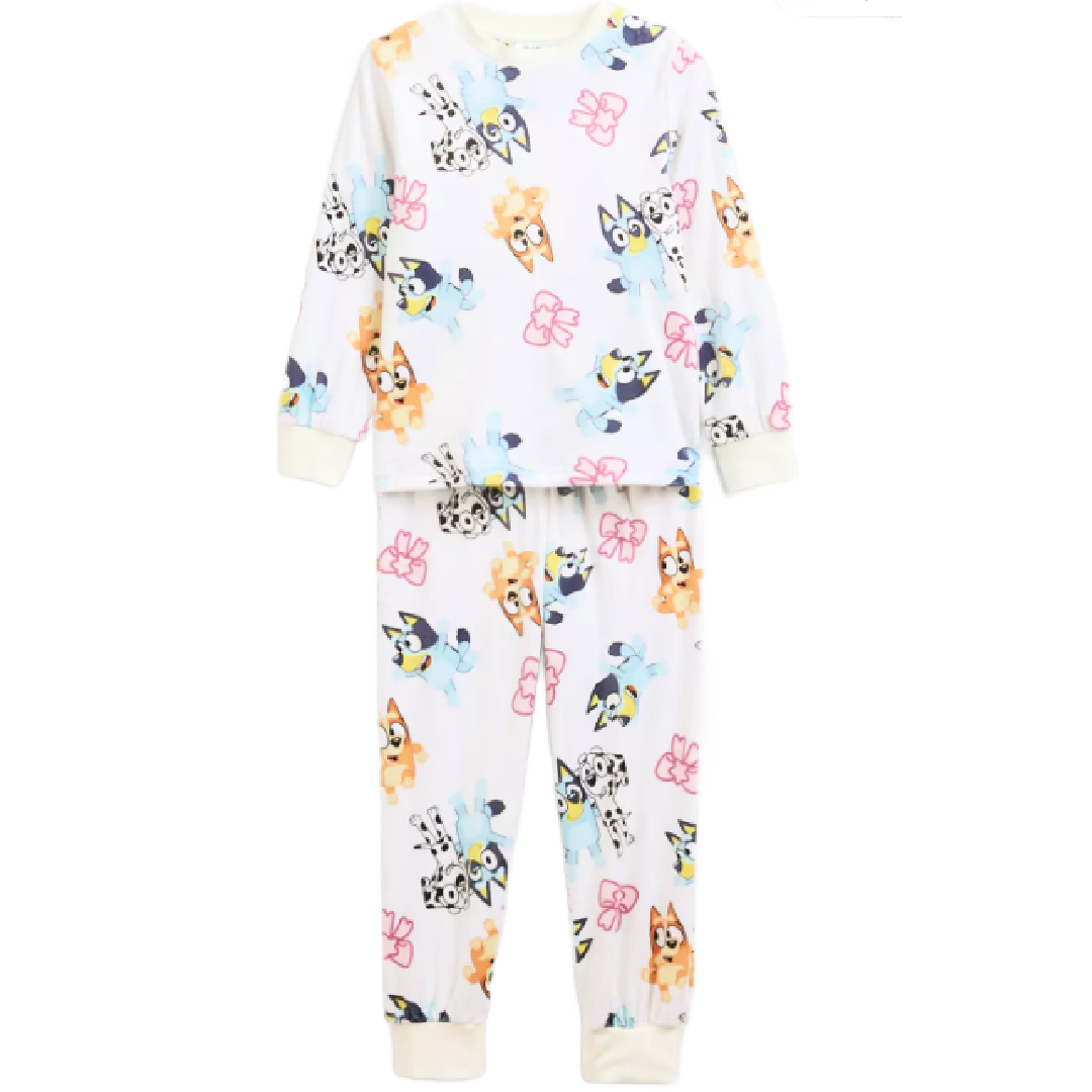 Bluey | White Velour Long Pyjamas | Little Gecko