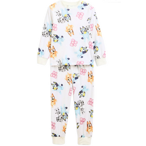 Bluey | White Velour Long Pyjamas | Little Gecko