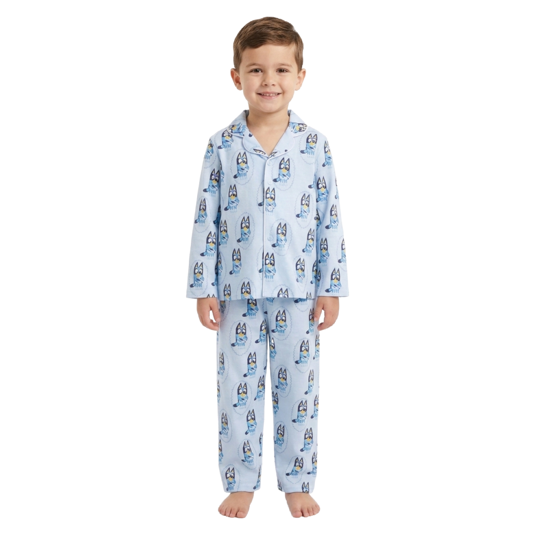 BLUEY Blue Button Up Pyjama Set