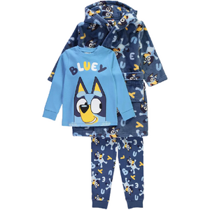 Bluey | Blue Long Pyjamas & Dressing Gown Set | Little Gecko