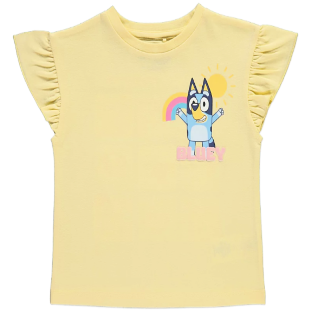 Bluey | Yellow Frill Sleeve T-Shirt | Little Gecko