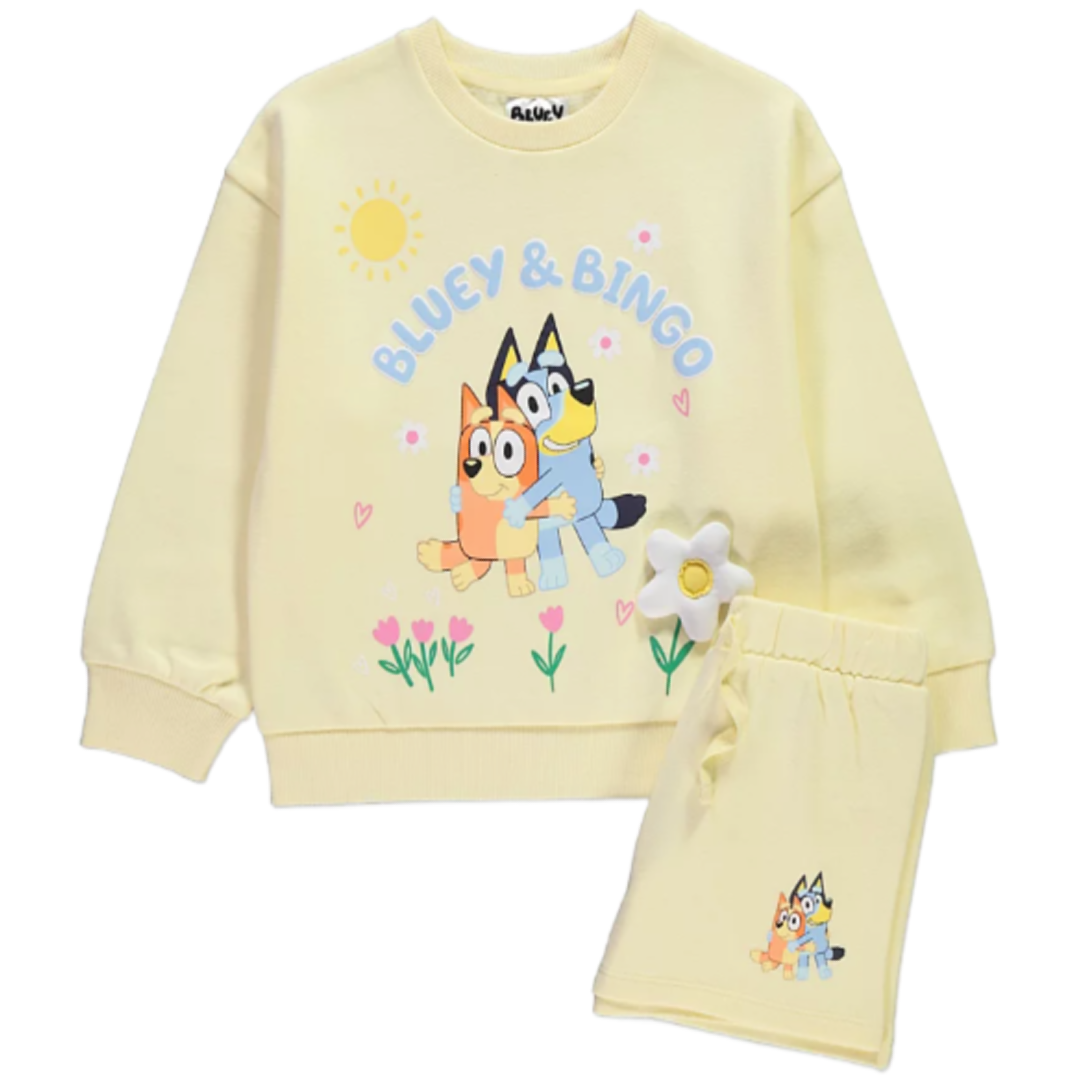 Bluey | Yellow Sweatshirt & Shorts Set | Little Gecko