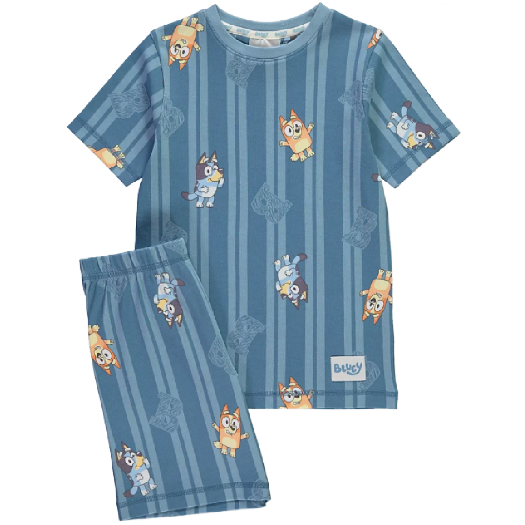 Bluey | Blue Striped Shortie Pyjamas | Little Gecko