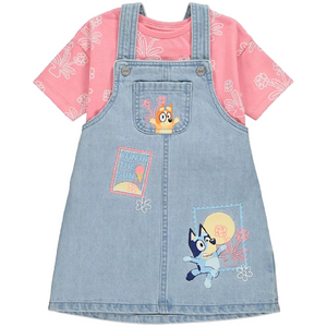 BLUEY Short Sleeve T-Shirt & Denim Dress Set